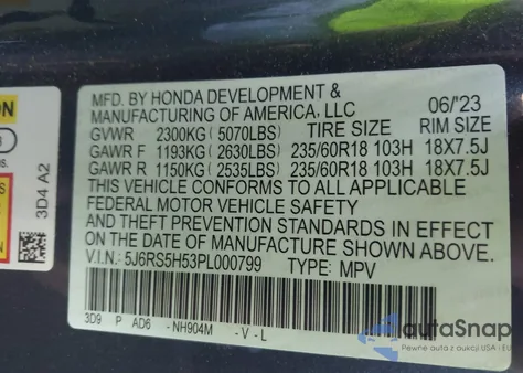 2023 Honda Cr-V Hybrid Sport из США, поврежденный, VIN 5J6RS5H53PL000799